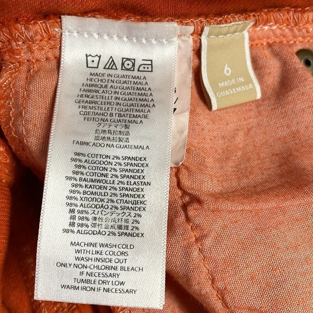 MICHAEL KORS Ladies Orange Cotton Denim Straight Leg Jeans Pants Size 6